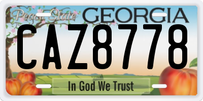 GA license plate CAZ8778