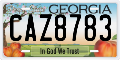 GA license plate CAZ8783