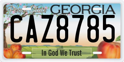 GA license plate CAZ8785