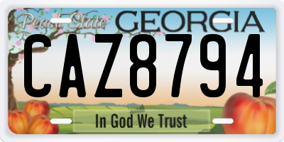 GA license plate CAZ8794