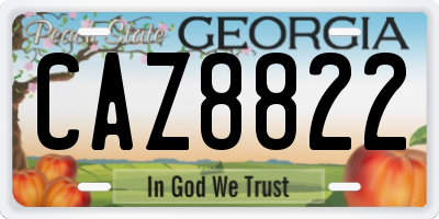GA license plate CAZ8822