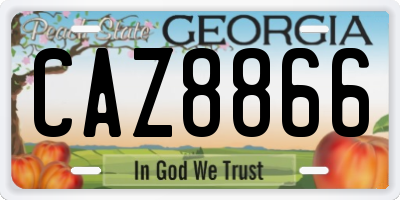 GA license plate CAZ8866