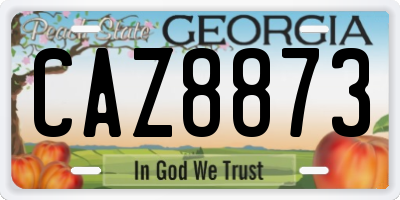 GA license plate CAZ8873