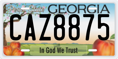 GA license plate CAZ8875