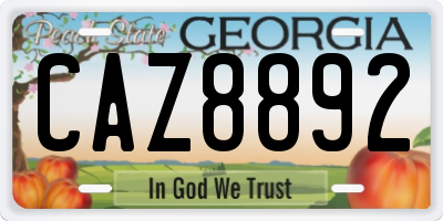 GA license plate CAZ8892