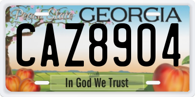 GA license plate CAZ8904