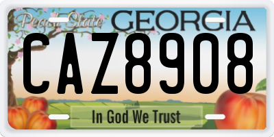 GA license plate CAZ8908