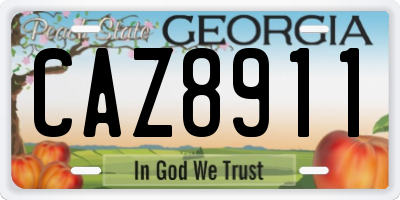 GA license plate CAZ8911