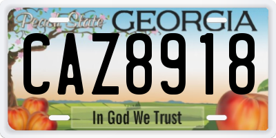 GA license plate CAZ8918