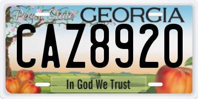 GA license plate CAZ8920