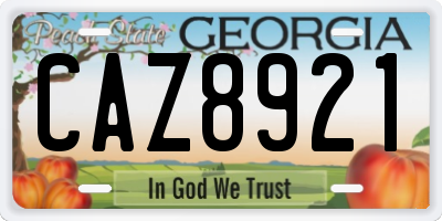 GA license plate CAZ8921