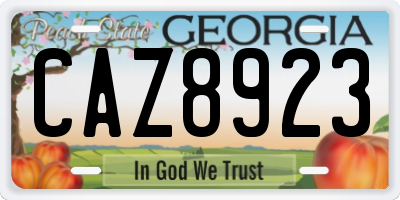 GA license plate CAZ8923