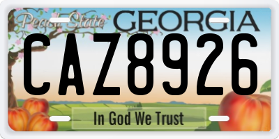 GA license plate CAZ8926
