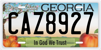 GA license plate CAZ8927