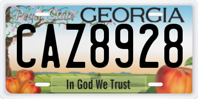 GA license plate CAZ8928