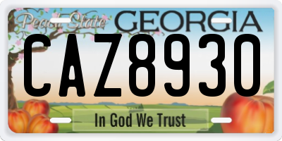GA license plate CAZ8930