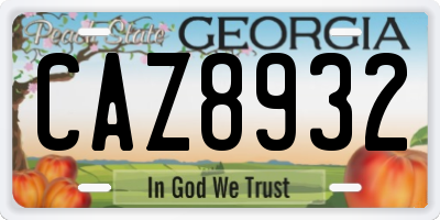 GA license plate CAZ8932