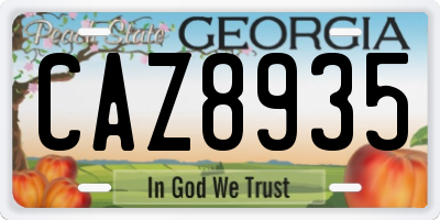 GA license plate CAZ8935