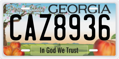 GA license plate CAZ8936