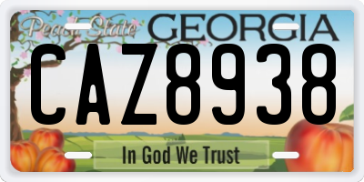 GA license plate CAZ8938