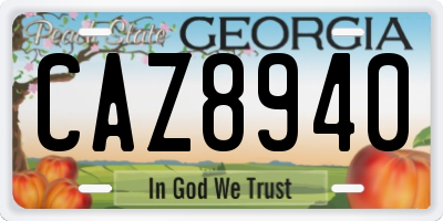 GA license plate CAZ8940