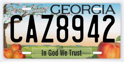 GA license plate CAZ8942