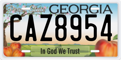 GA license plate CAZ8954