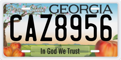 GA license plate CAZ8956