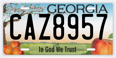 GA license plate CAZ8957