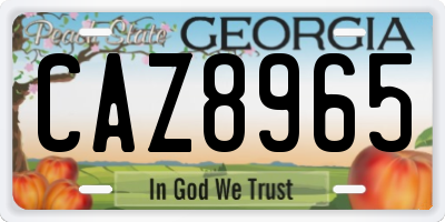 GA license plate CAZ8965