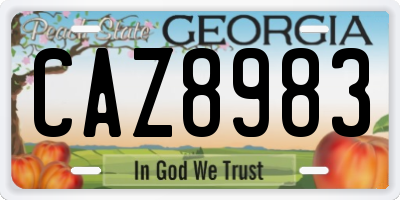 GA license plate CAZ8983