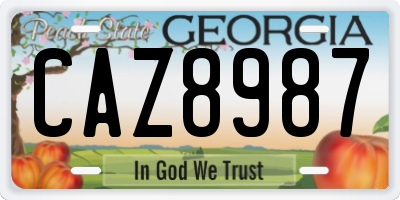 GA license plate CAZ8987