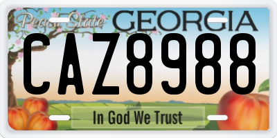 GA license plate CAZ8988