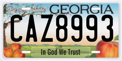 GA license plate CAZ8993