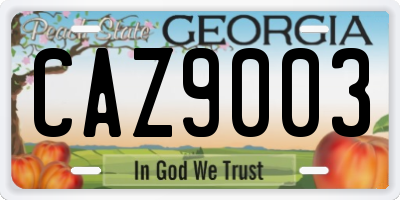 GA license plate CAZ9003