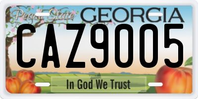 GA license plate CAZ9005