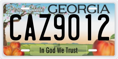 GA license plate CAZ9012