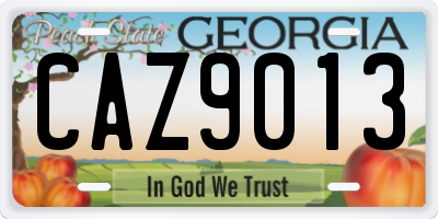 GA license plate CAZ9013