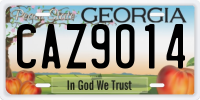 GA license plate CAZ9014