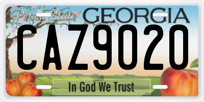 GA license plate CAZ9020