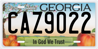 GA license plate CAZ9022
