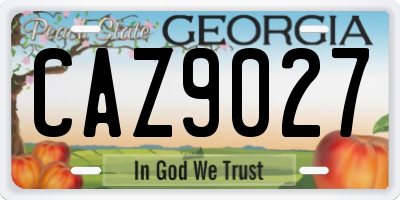 GA license plate CAZ9027