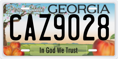 GA license plate CAZ9028