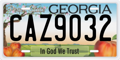 GA license plate CAZ9032