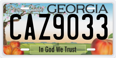 GA license plate CAZ9033