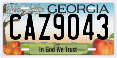 GA license plate CAZ9043