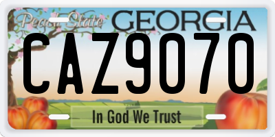 GA license plate CAZ9070