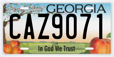GA license plate CAZ9071