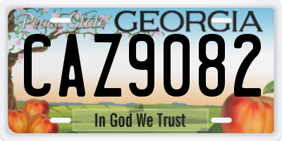 GA license plate CAZ9082