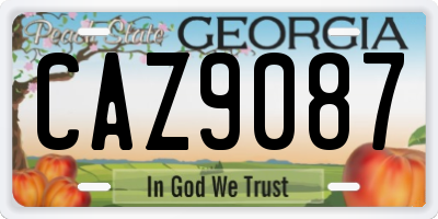 GA license plate CAZ9087